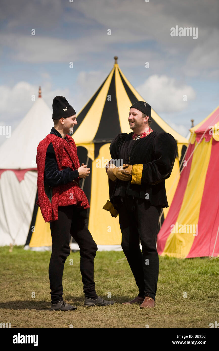 Two men dressed as medieval nobles or knights at Tewkesbury Medieval Festival 2008, Gloucestershire, UK Stock Photo