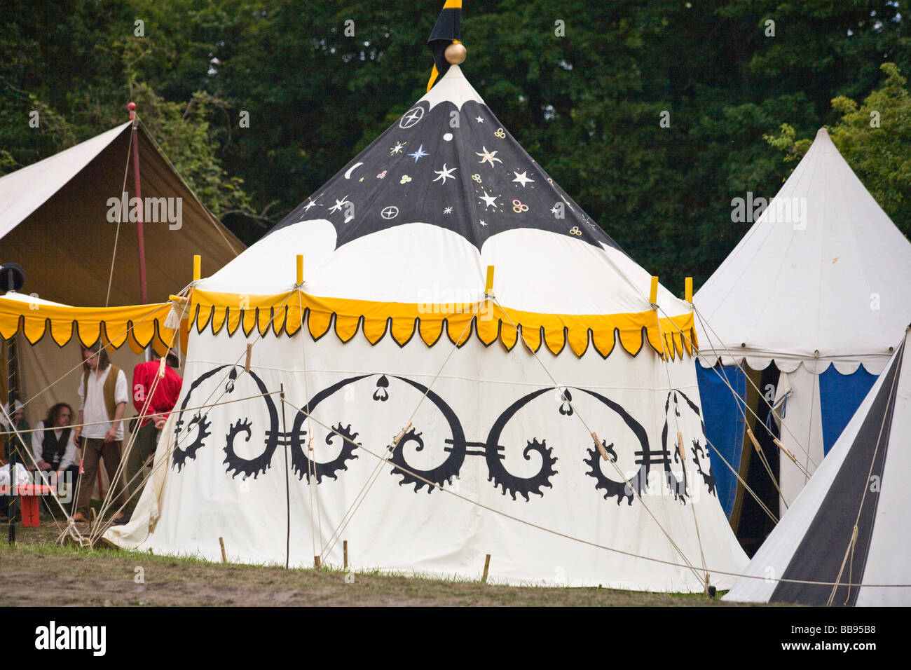 Replica medieval tents at Tewkesbury Medieval Festival 2008 Stock Photo