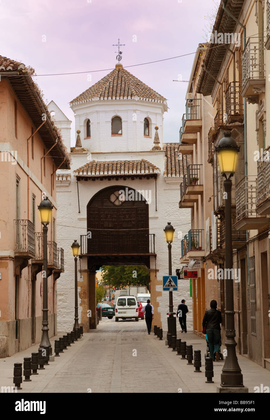 Santa Fe Granada Province Spain City gate at end of Calle Real Stock