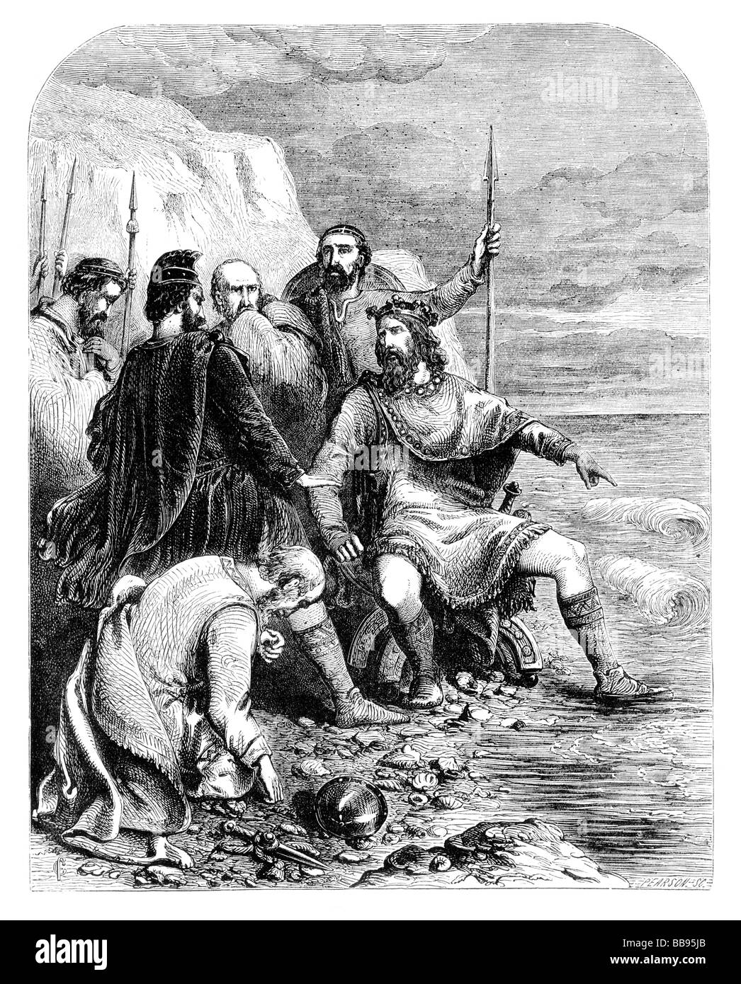 King Canute Reproving the Flattery of his Coutiers, showing that he could  not turn back the tide Stock Photo - Alamy