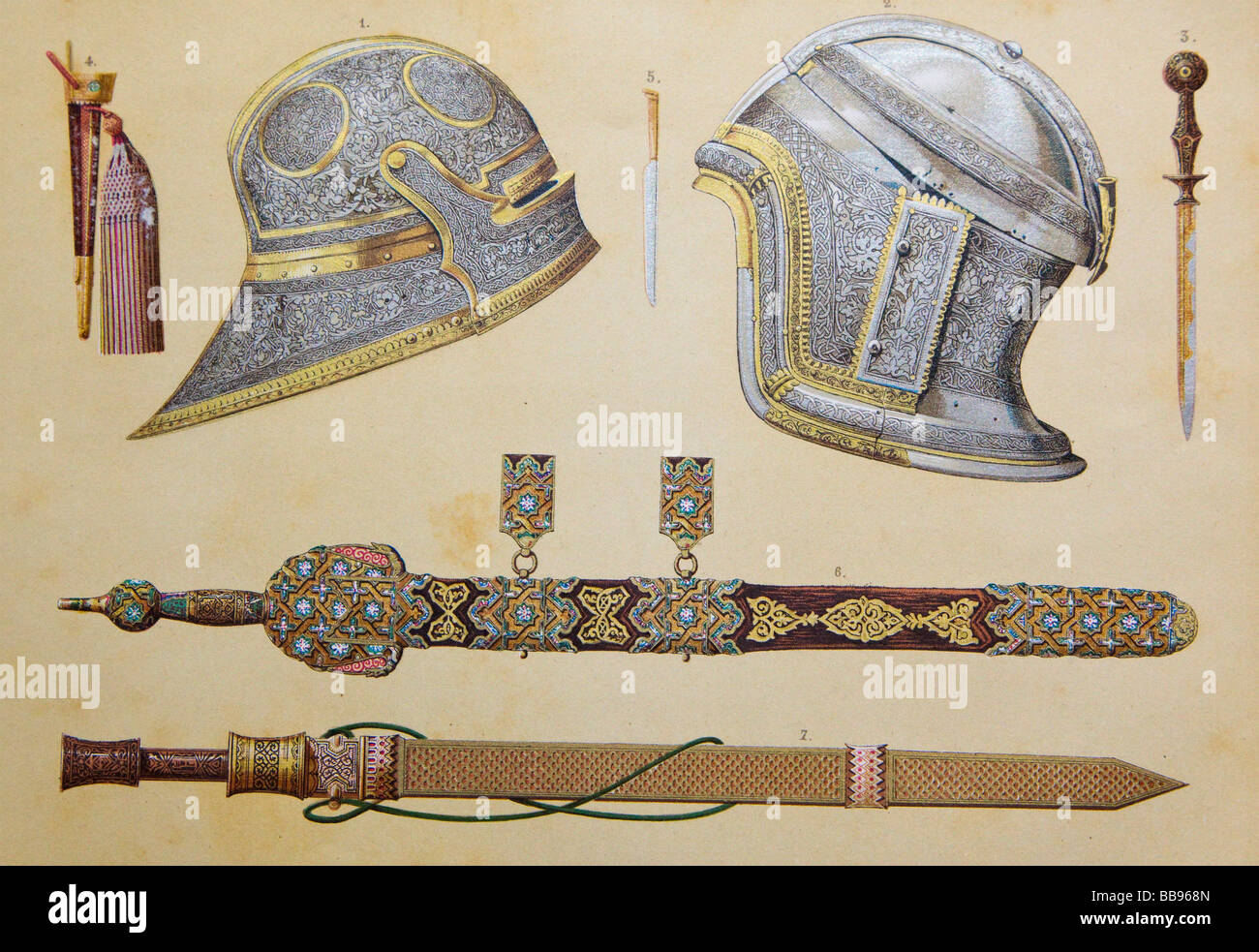 Arms which belonged to Boabdil, born circa 1460 died 1533, last Moorish king of Granada Spain Stock Photo