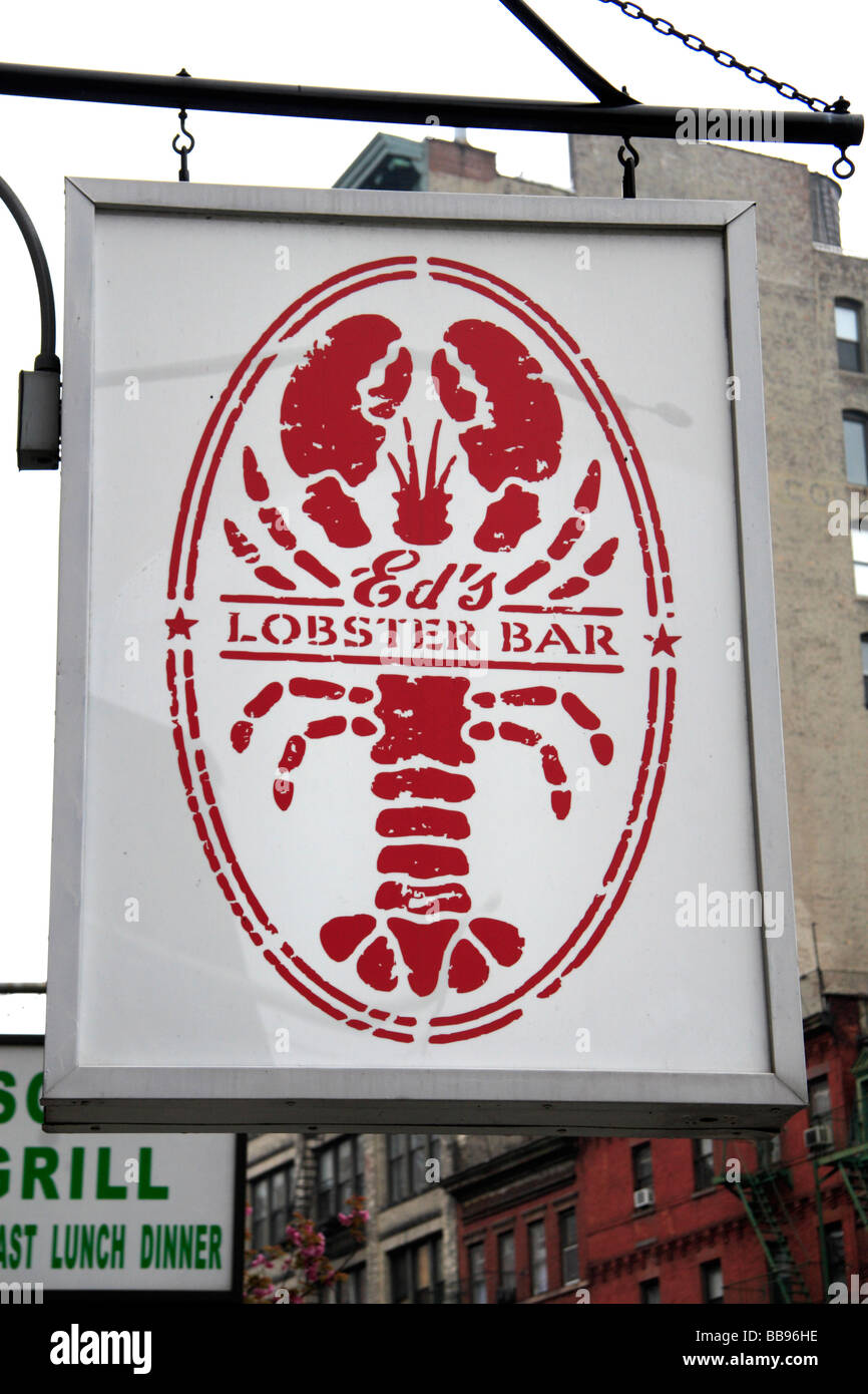 A sign outside Ed's Lobster Bar on Lafayette Street, New York. Stock Photo