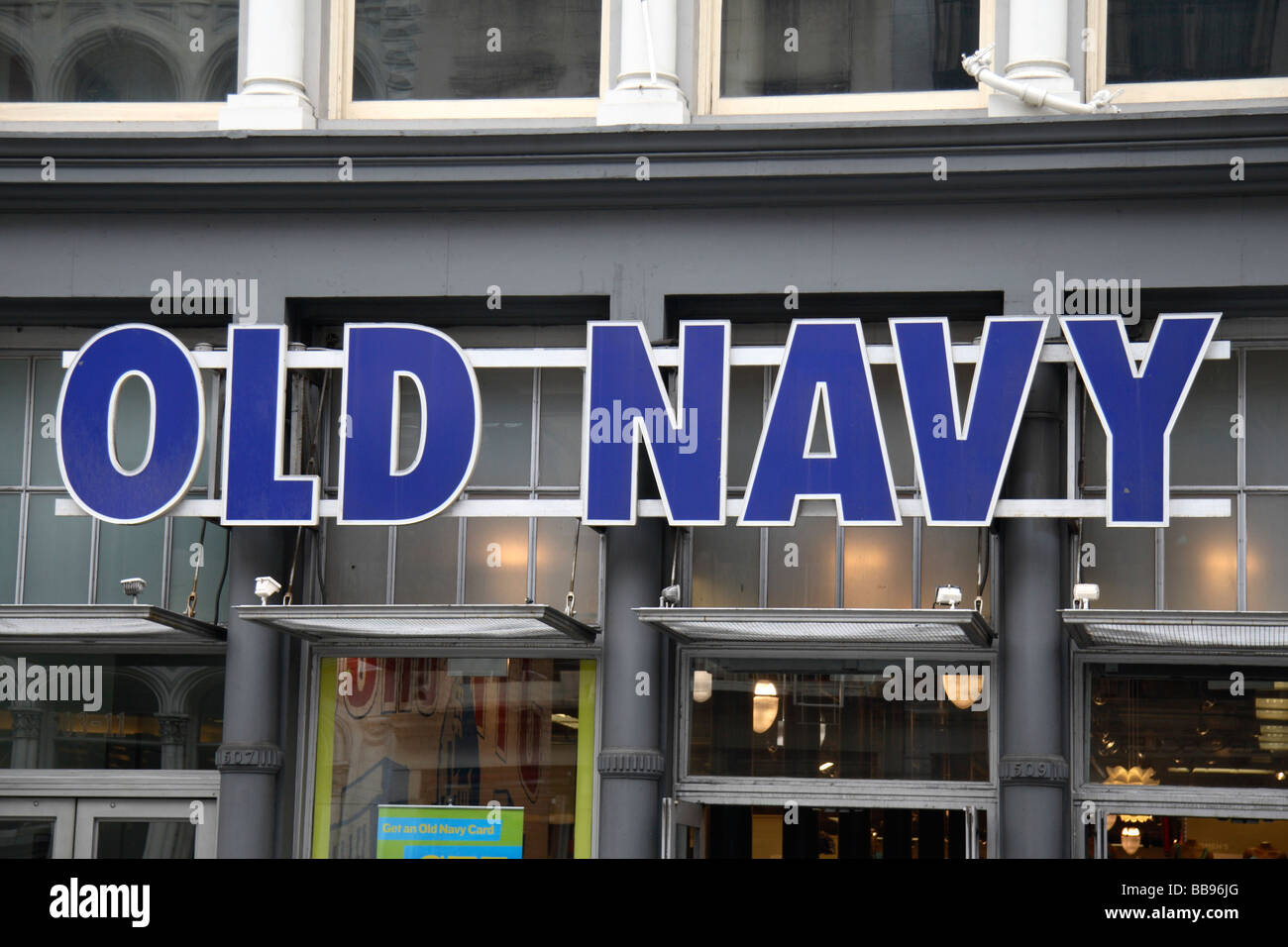 The 'Old Navy' sign above a store in Manhatten, New York. Stock Photo