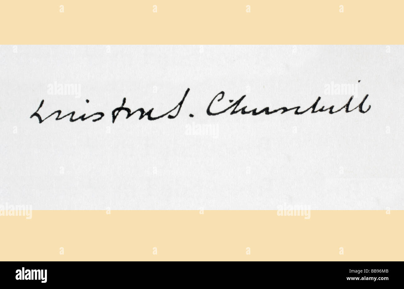 Signature of Winston S. Churchill 1874 to 1965 Stock Photo