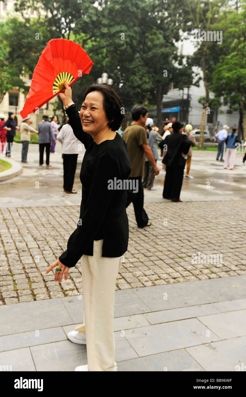 Fan dancer at the park, Hanoi, vietnam Stock Photo Alamy