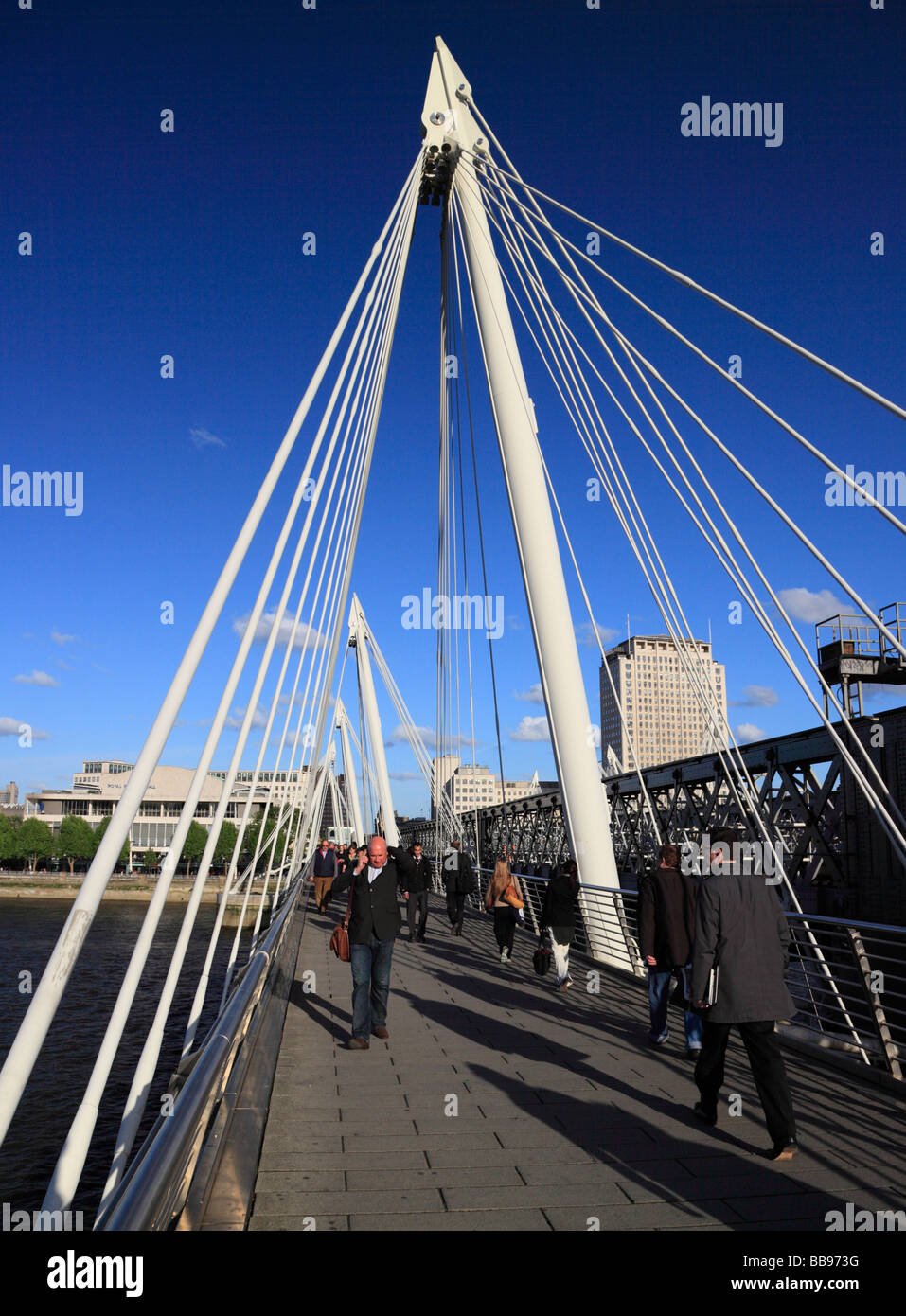 The Golden Jubilee Bridge pedestrian walkway. Hungerford Bridge, London, England, UK. Stock Photo