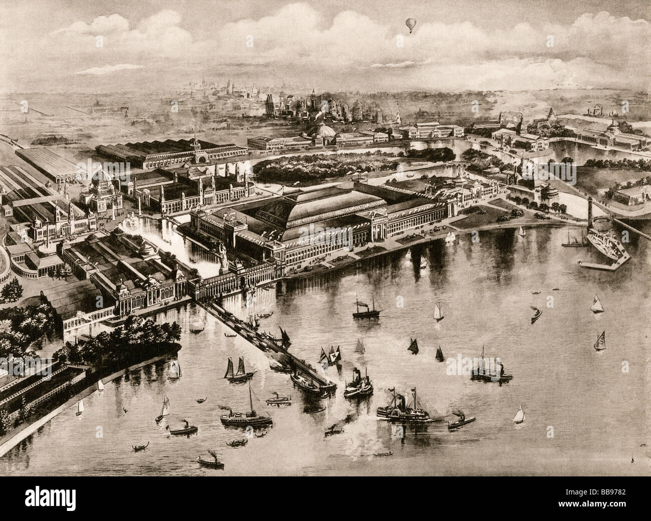 Bird's-eye view of the Columbian Exposition Chicago 1893. Albertype (photograph) Stock Photo