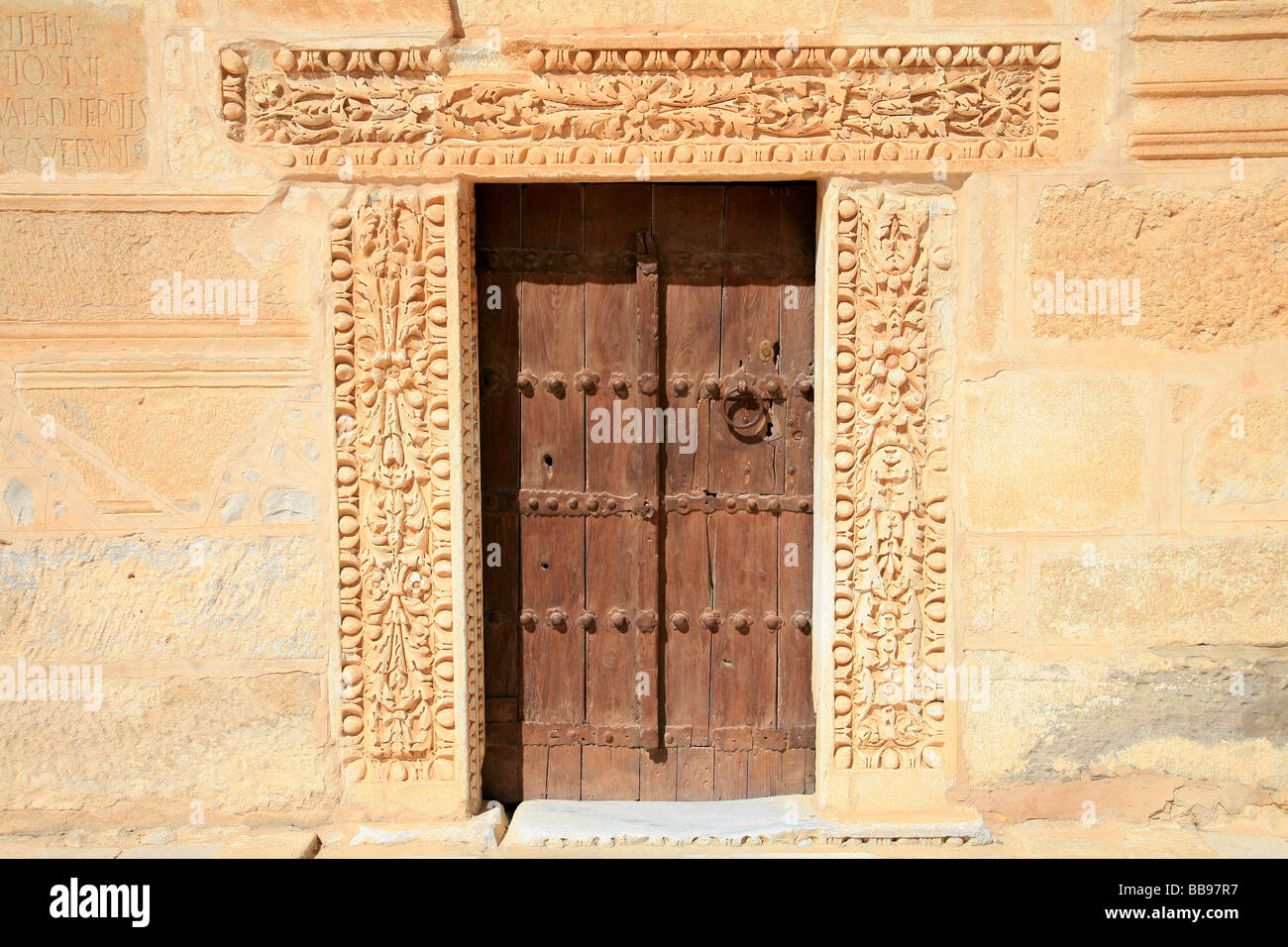 Entrance Door Of The Minaret Of The Great Mosque Of Kairouan In Tunisia
