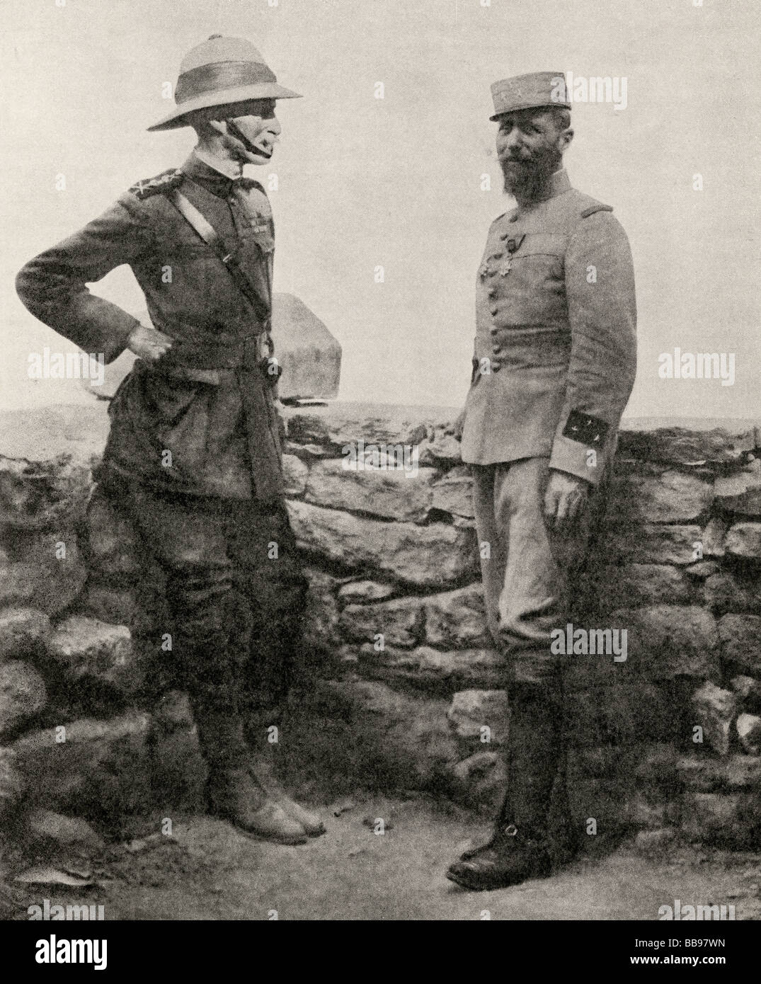 General Sir Ian Hamilton left and General Henri Gouraud right in Gallipoli. Stock Photo