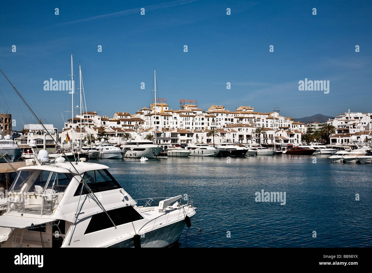 Luxury Yatchs Berthed In Harbour At Puerto Banus Marbella Spain Stock