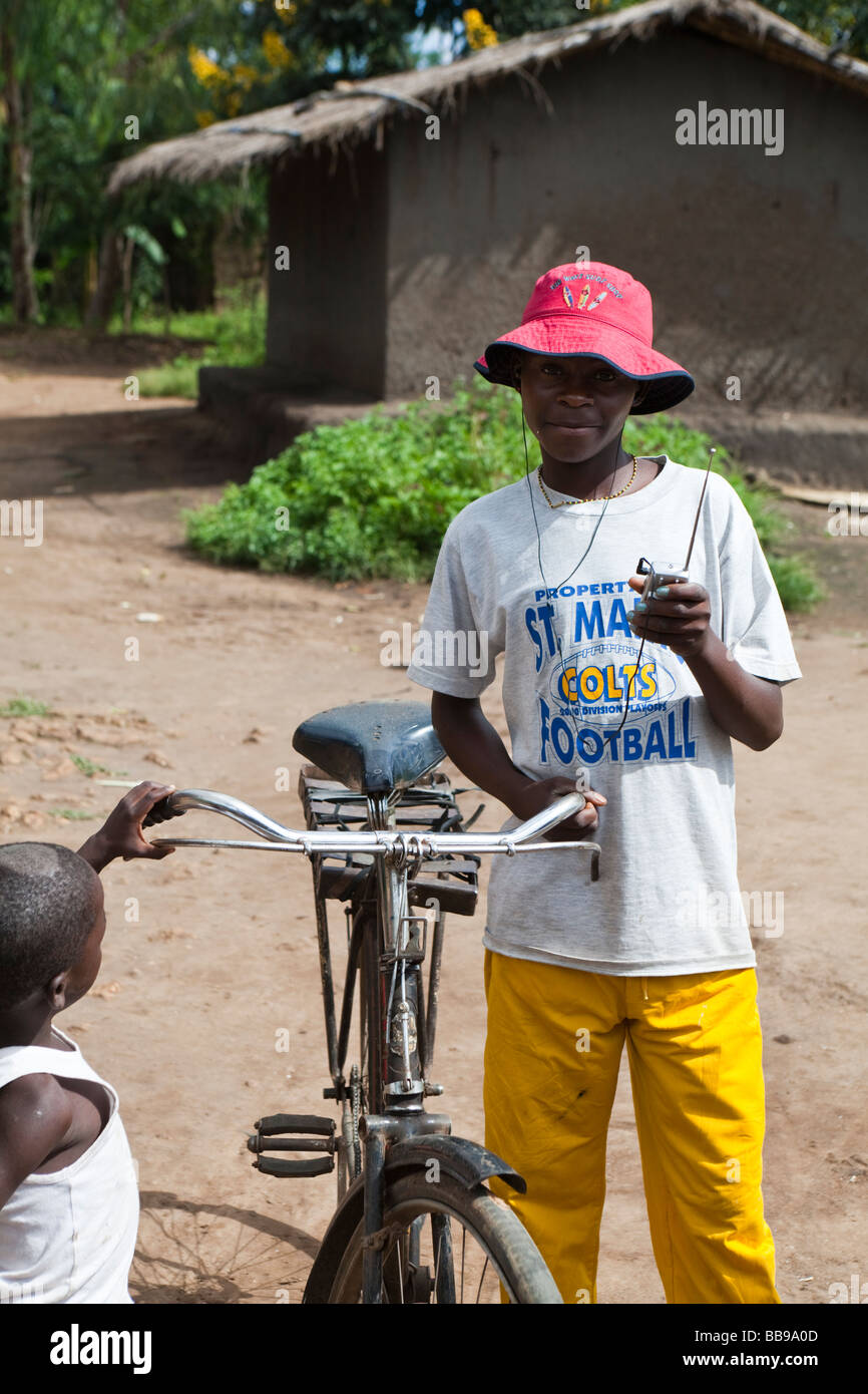 Cool modern young man in the village of Nyombe, Malawi, Africa Stock Photo