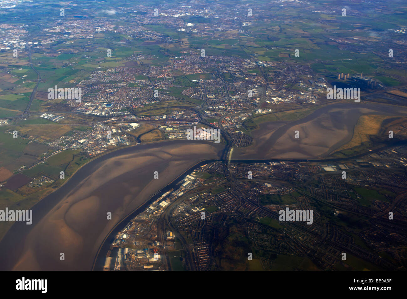 Arial View Of Runcorn Cheshire UK Stock Photo