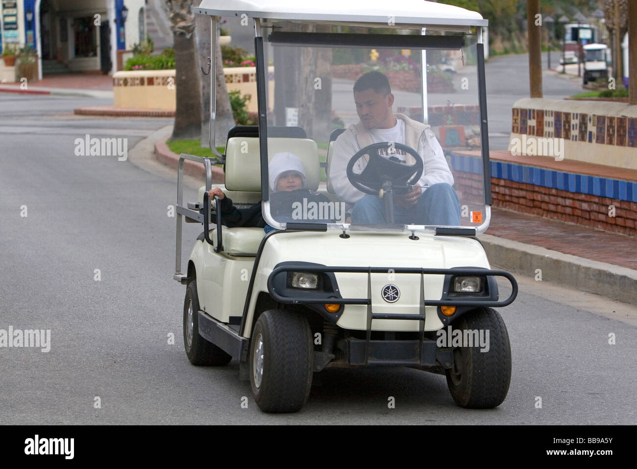 Golf carts used for transportation in the town of Avalon on Catalina