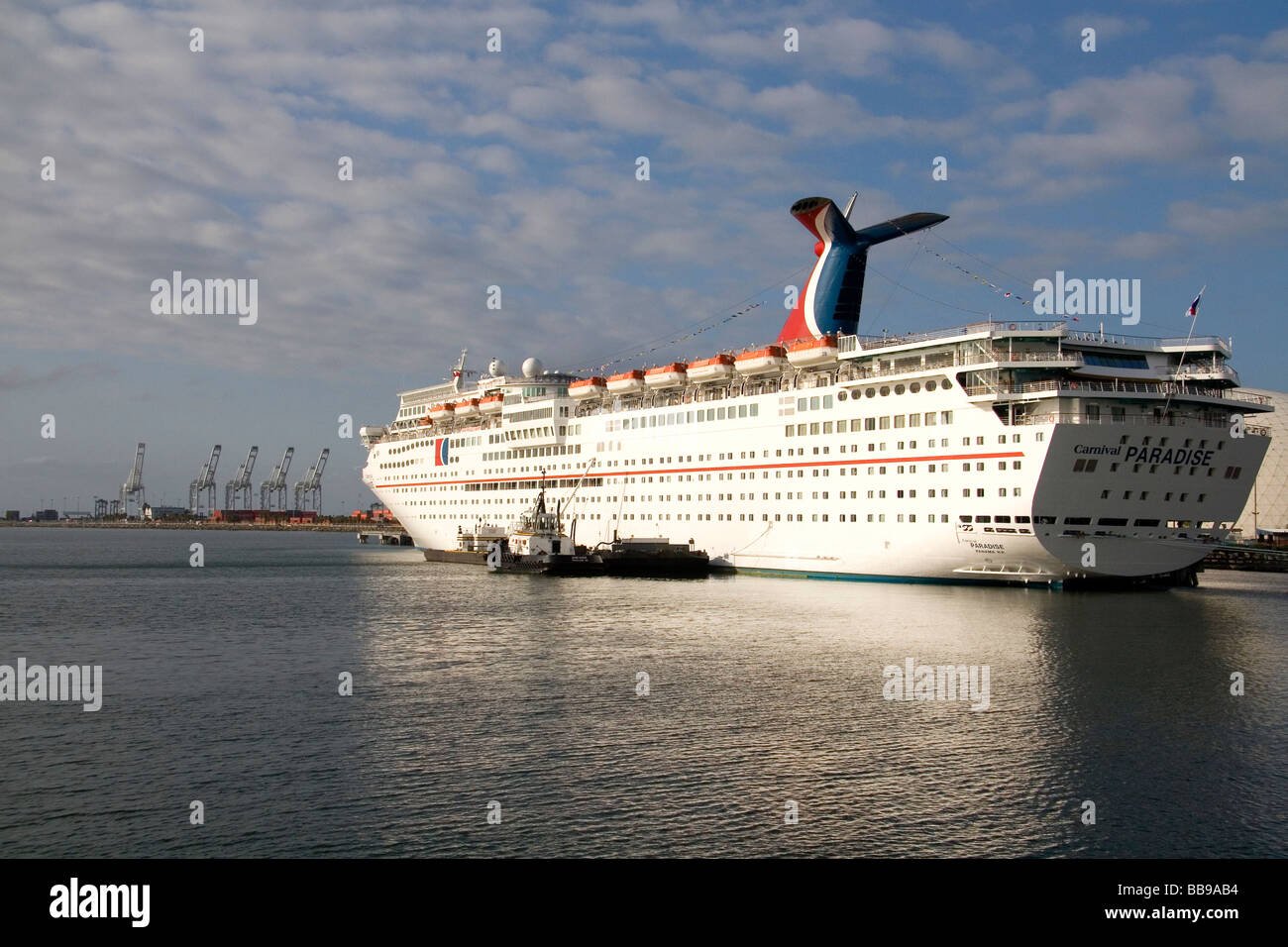 Carnival Paradise cruise ship docked at Long Beach California USA Stock Photo
