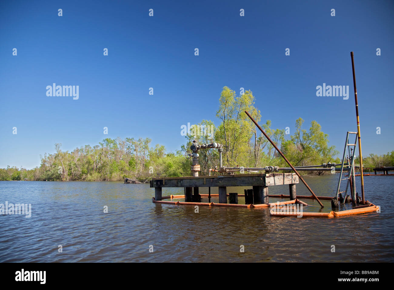 Bayou Sorrel Louisiana Oil and gas production in the Atchafalaya River Basin swamp Stock Photo