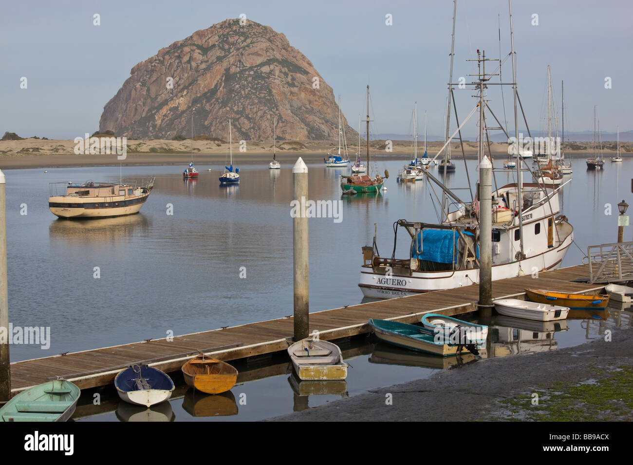 San Luis Obispo County CA Boats and dinghies docked in the harbor at