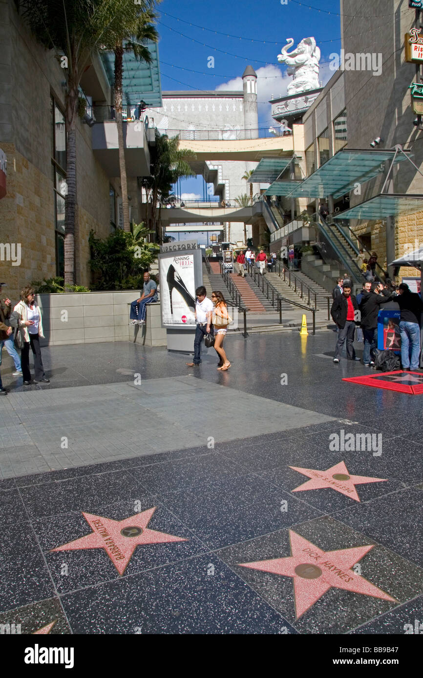 Stars honoring celebrities on the Hollywood Walk of Fame along Hollywood Boulevard in Hollywood Los Angeles California USA Stock Photo
