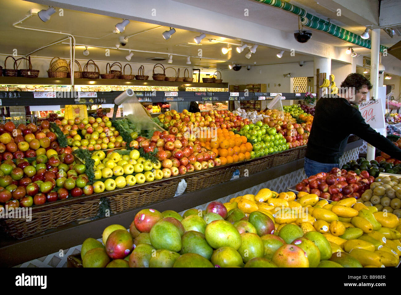 Produce being sold inside the Farmers Market in Hollywood Los Angeles