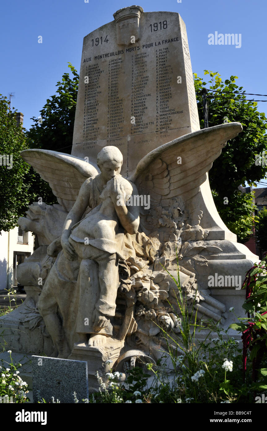 World War One memorial at Montreuil-sur-Mer, France. Stock Photo