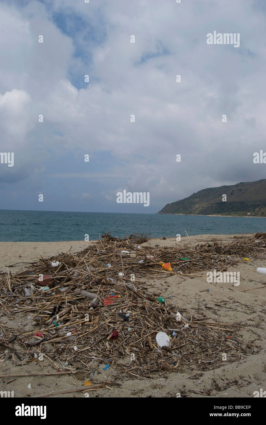 Rubbish on a beach. Calabria. Italy Stock Photo - Alamy