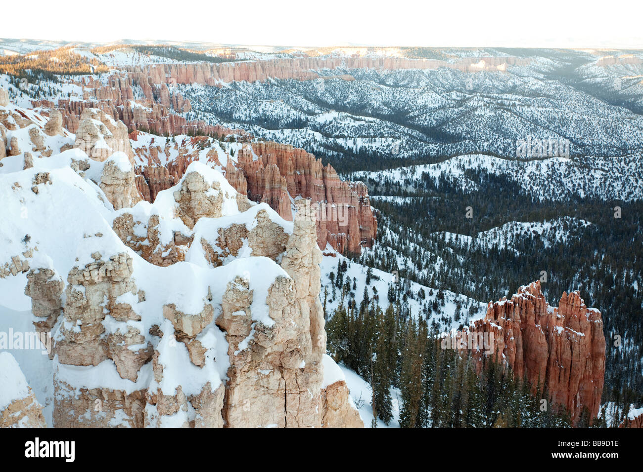 Bryce Canyon National Park in Winter Snow, Garfield County and Kane County, Utah, United States Stock Photo