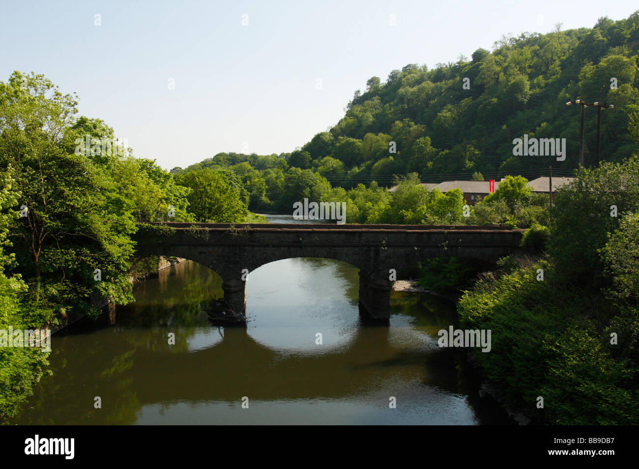 Old Bridge over The River Taff at Taff's Well near Cardiff, South Wales, U.K. Stock Photo