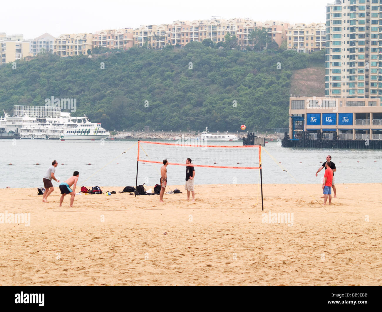 Beach Volleyball Hong Kong Harbour Stock Photo Alamy