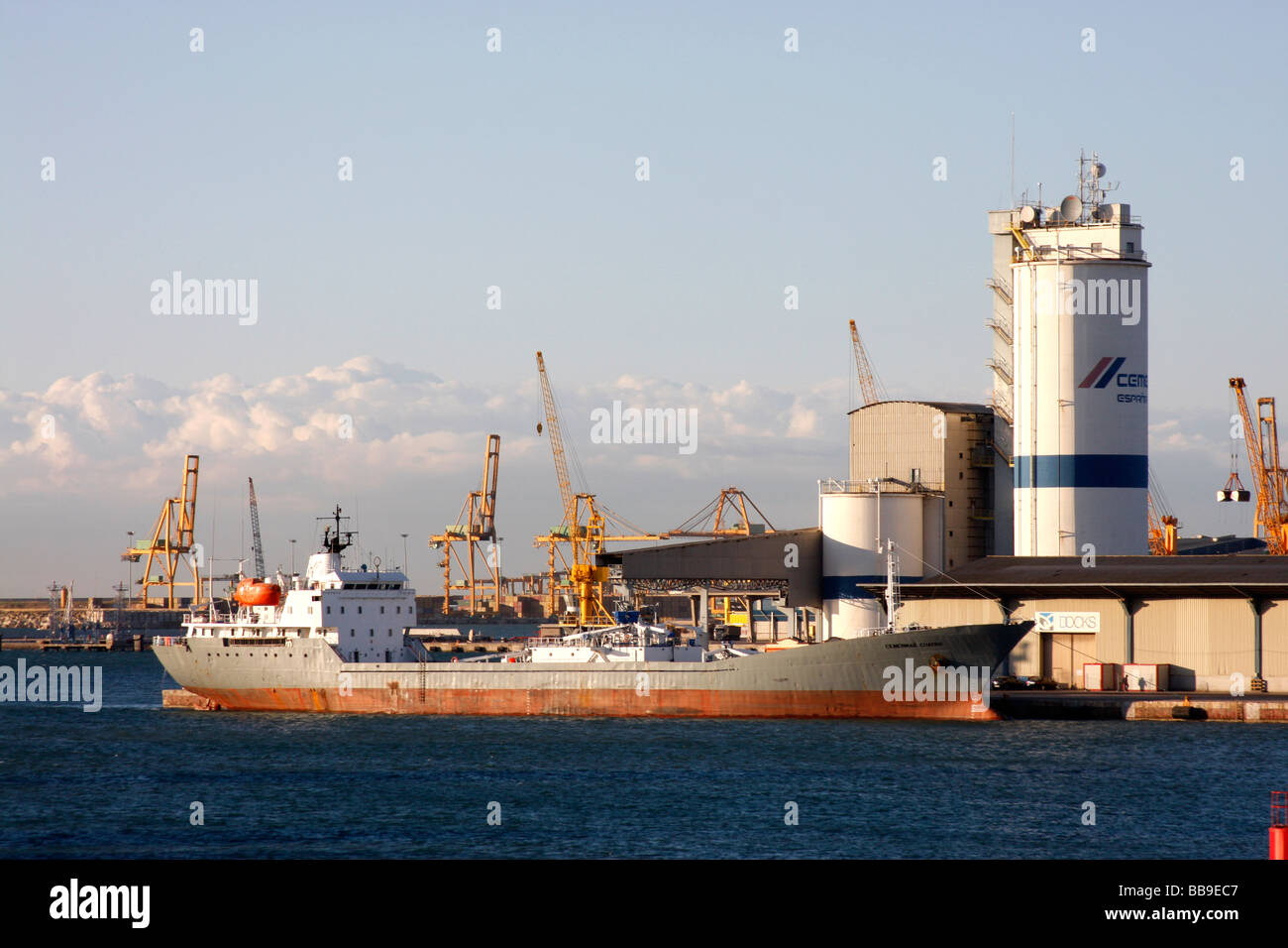 Ships and loading docks at the second largest Spanish seaport of