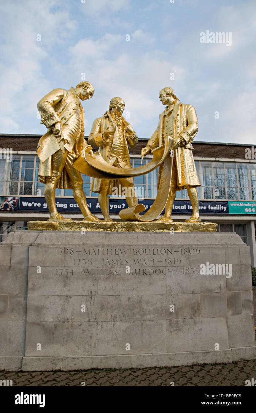 Boulton Watt and Murdock statue in Broad Street Birmingham England Stock Photo