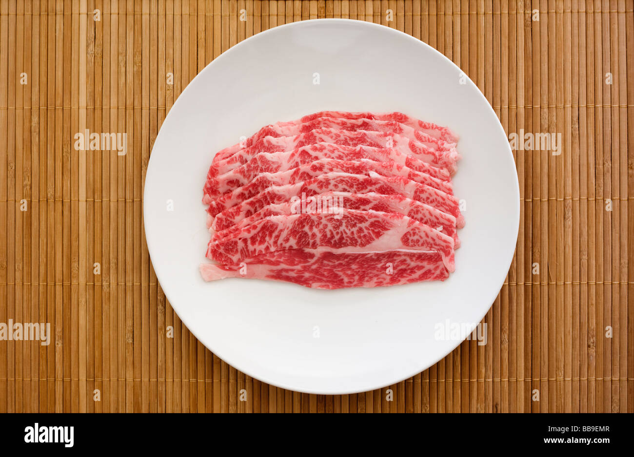 Marbled Japanese wagyu beef uncooked Stock Photo