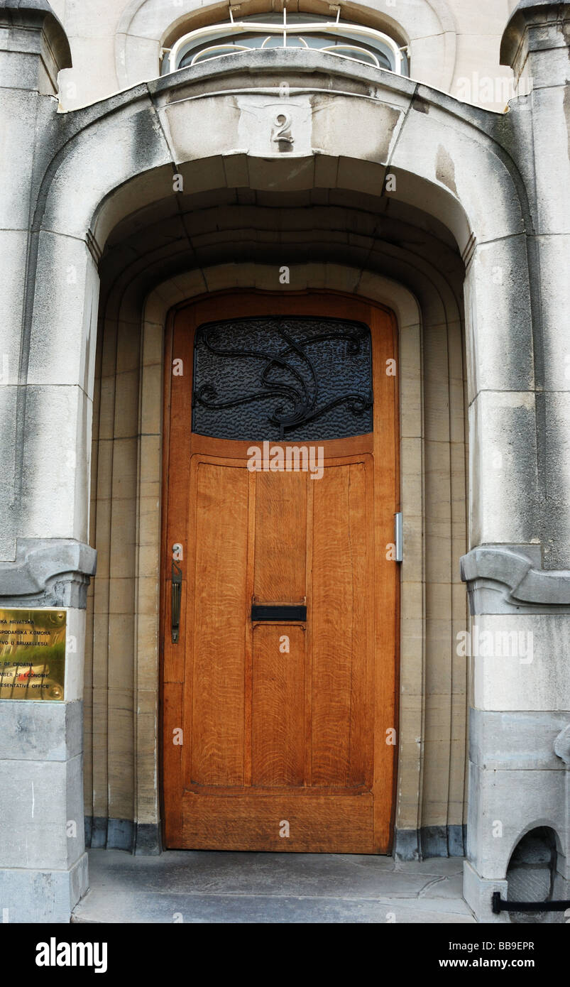 Art Nouveau door in Brussels Stock Photo Alamy