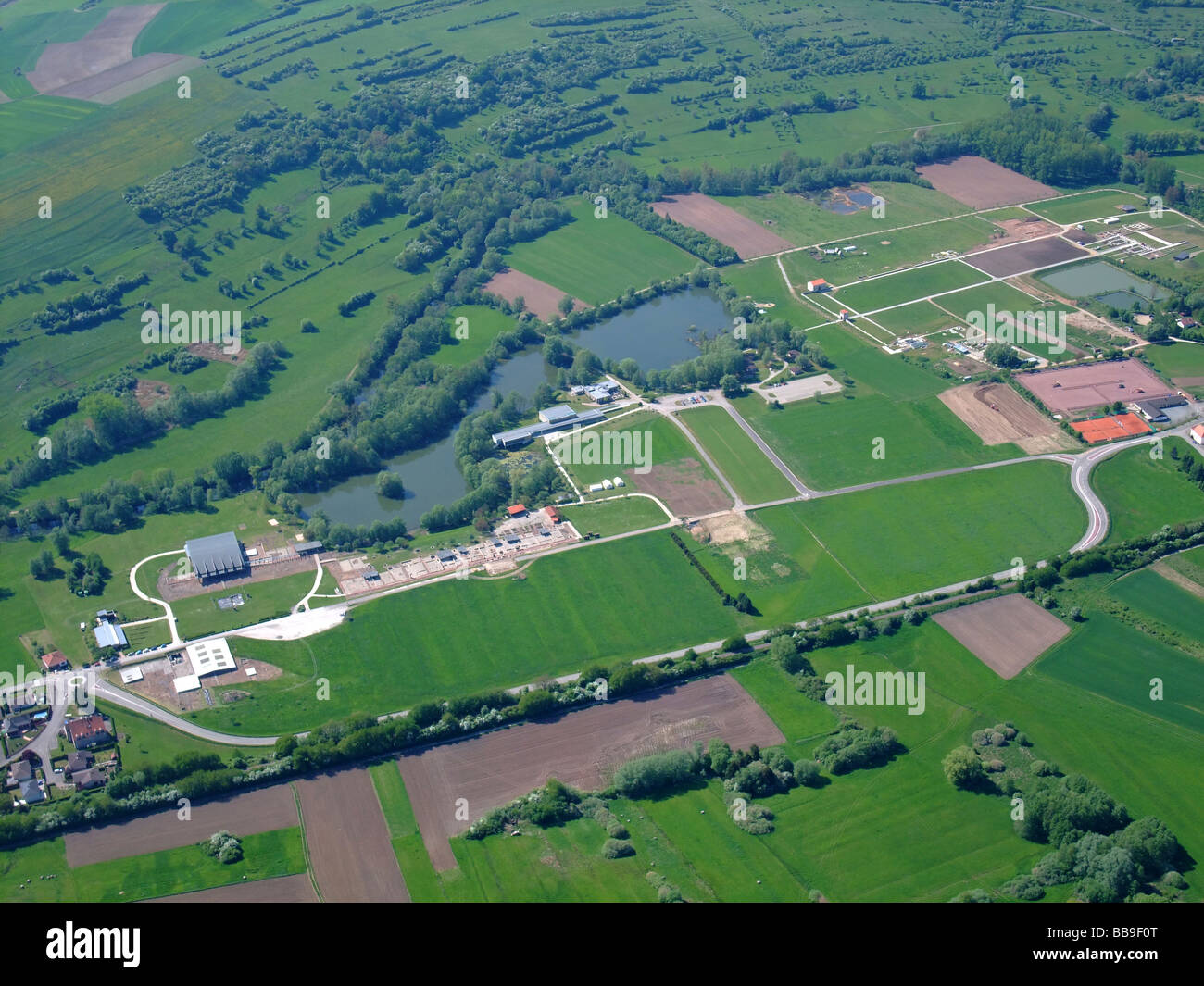 Europe- France and Germany (border)-Lorraine and Saarland - Aerial view of the famous Archaeological site of Bliesbruck Reinheim Stock Photo