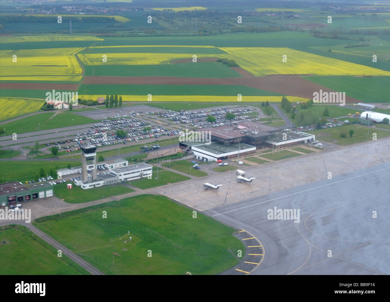 Overview of Metz Nancy Lorraine airport  in Lorraine region - France Stock Photo