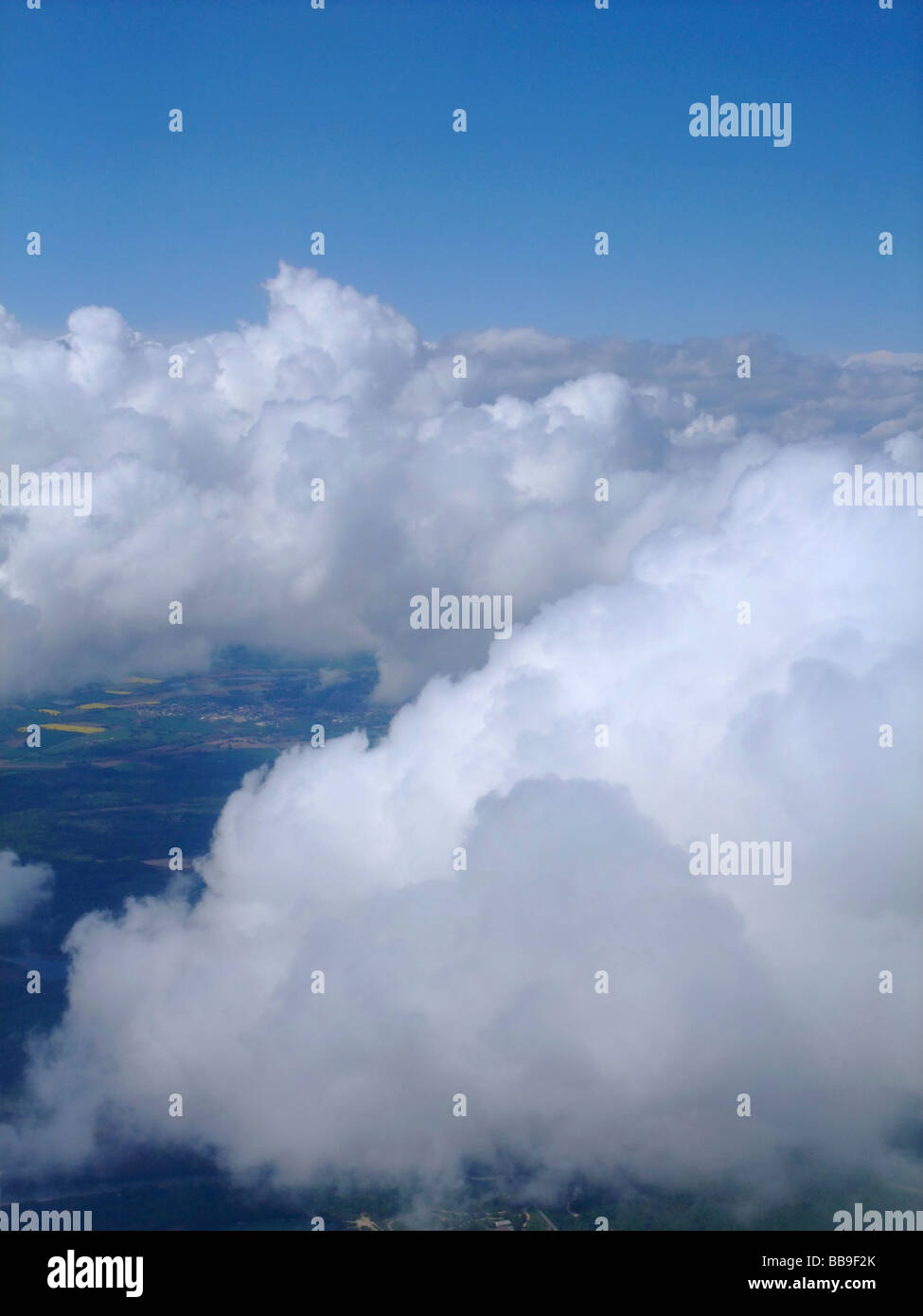Aerial view from the side of Cumulus (Cu) clouds Stock Photo
