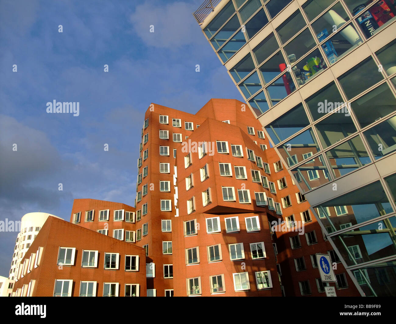 The Neuer Zollhof buildings by the architect Frank Gehry at the