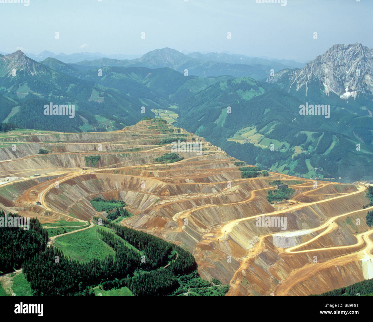 extensive iron mine of erzberg mountain range of hochschwab county of styria austria Stock Photo