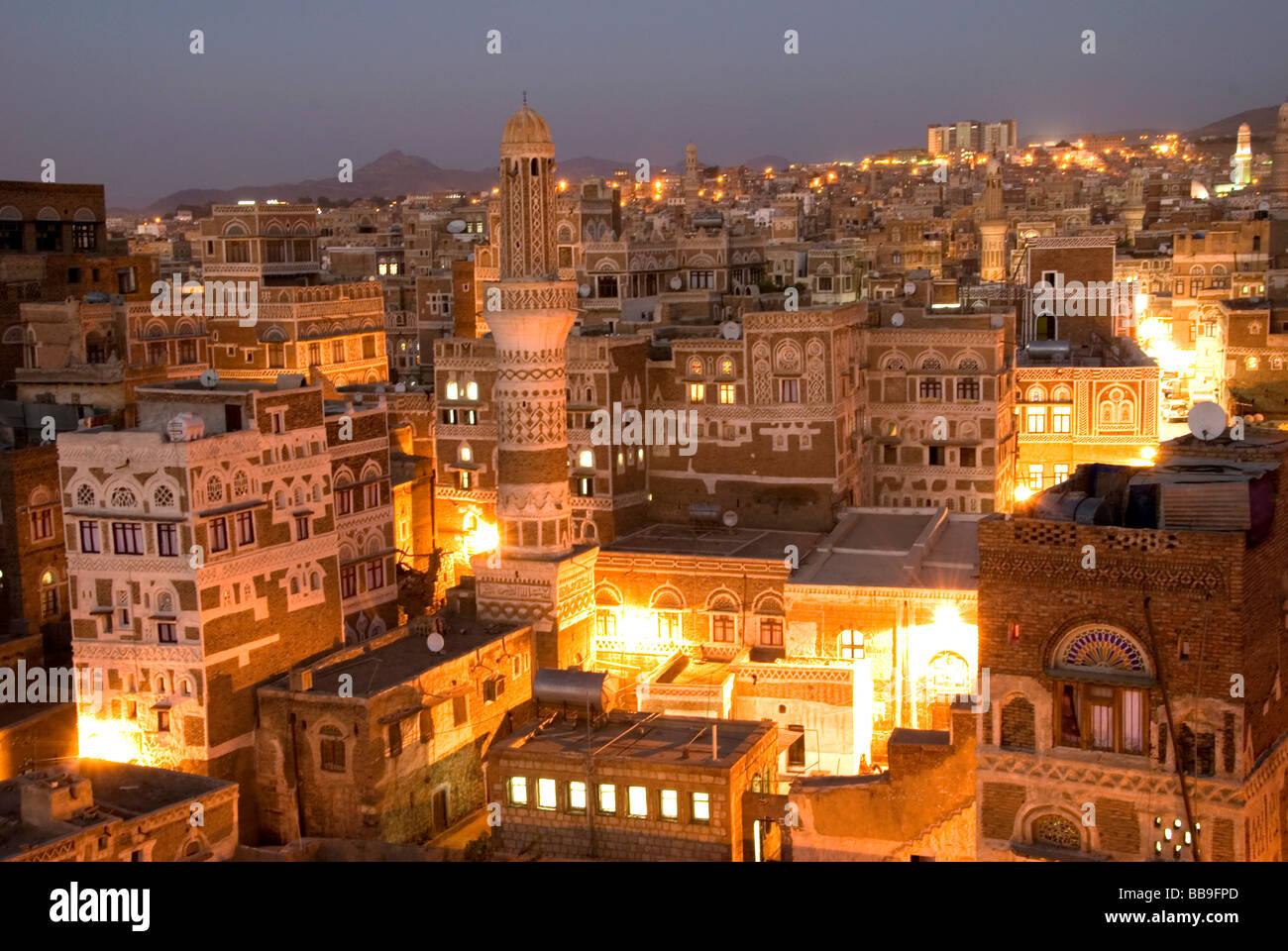 Yemen, Sanaa, ancient arab city, traditional architecture Stock Photo ...