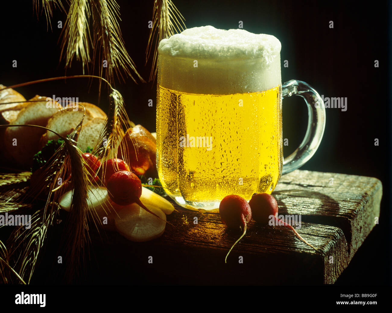 beer still life at beer garden county of bavaria germany Stock Photo