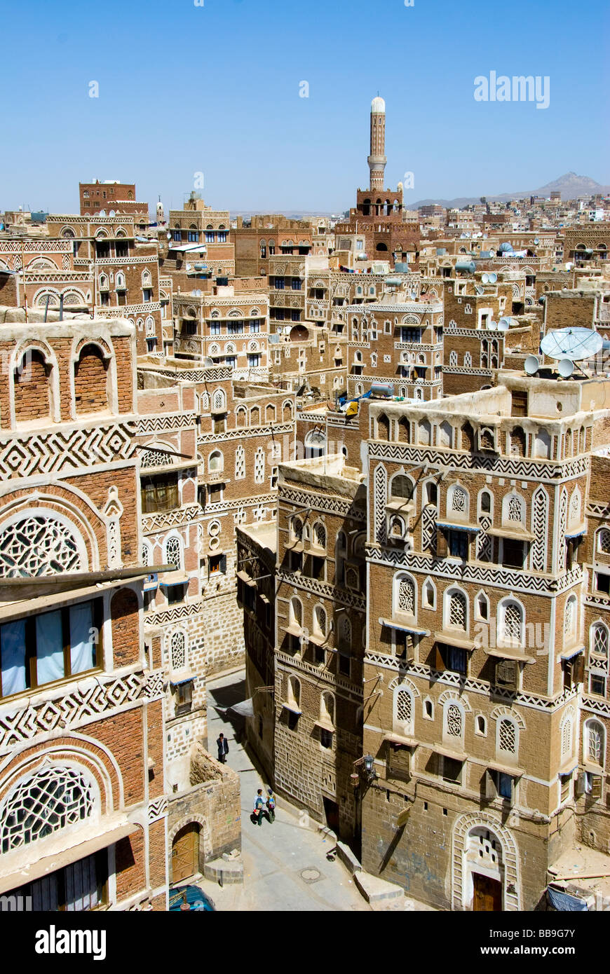 Yemen, Sanaa, ancient arab city, traditional architecture Stock Photo