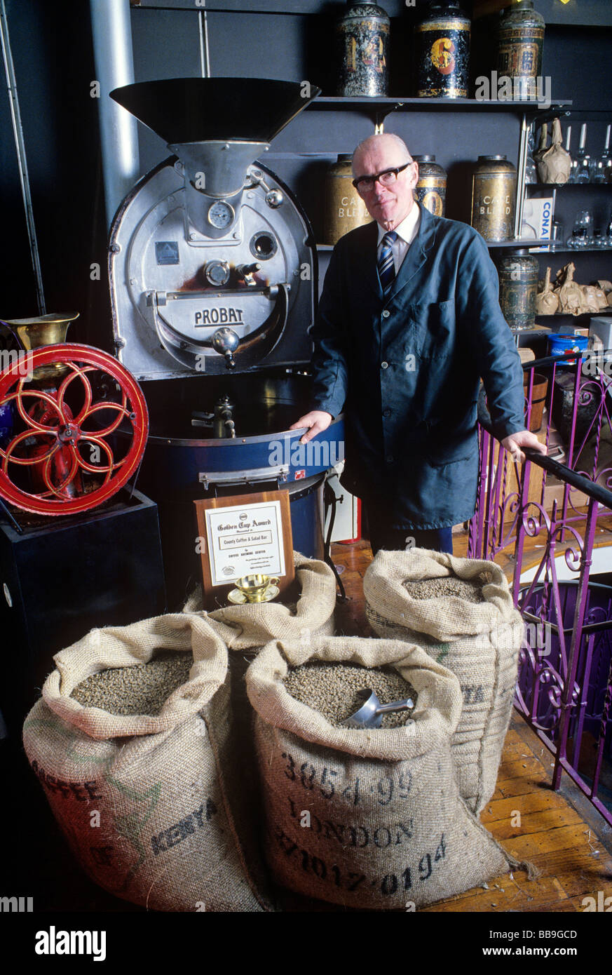 portrait of owner of coffee roasting facility city of hamburg germany editorial use only Stock Photo