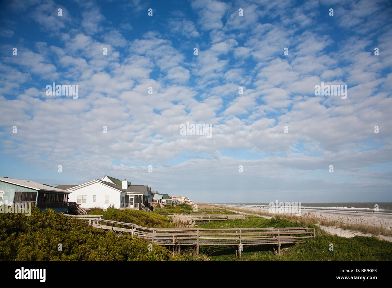Beachfront homes Folly Beach Charleston County South Carolina USA Stock