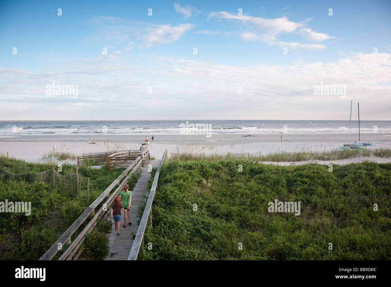 A boardwalk leads to Folly Beach Park, Charleston County, South Carolina, USA Stock Photo