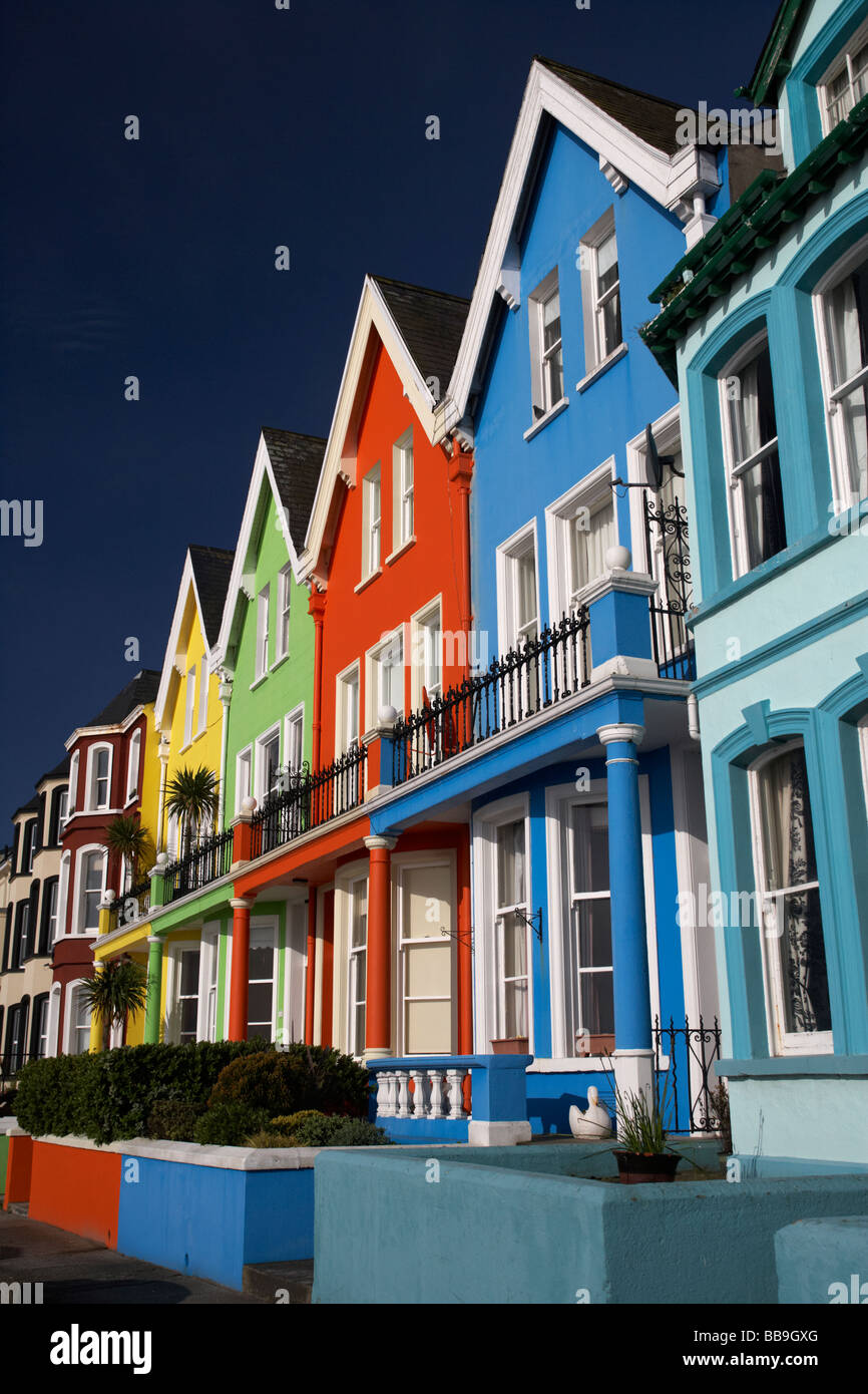 colourful seafront houses at marine parade whitehead county antrim northern ireland uk Stock Photo