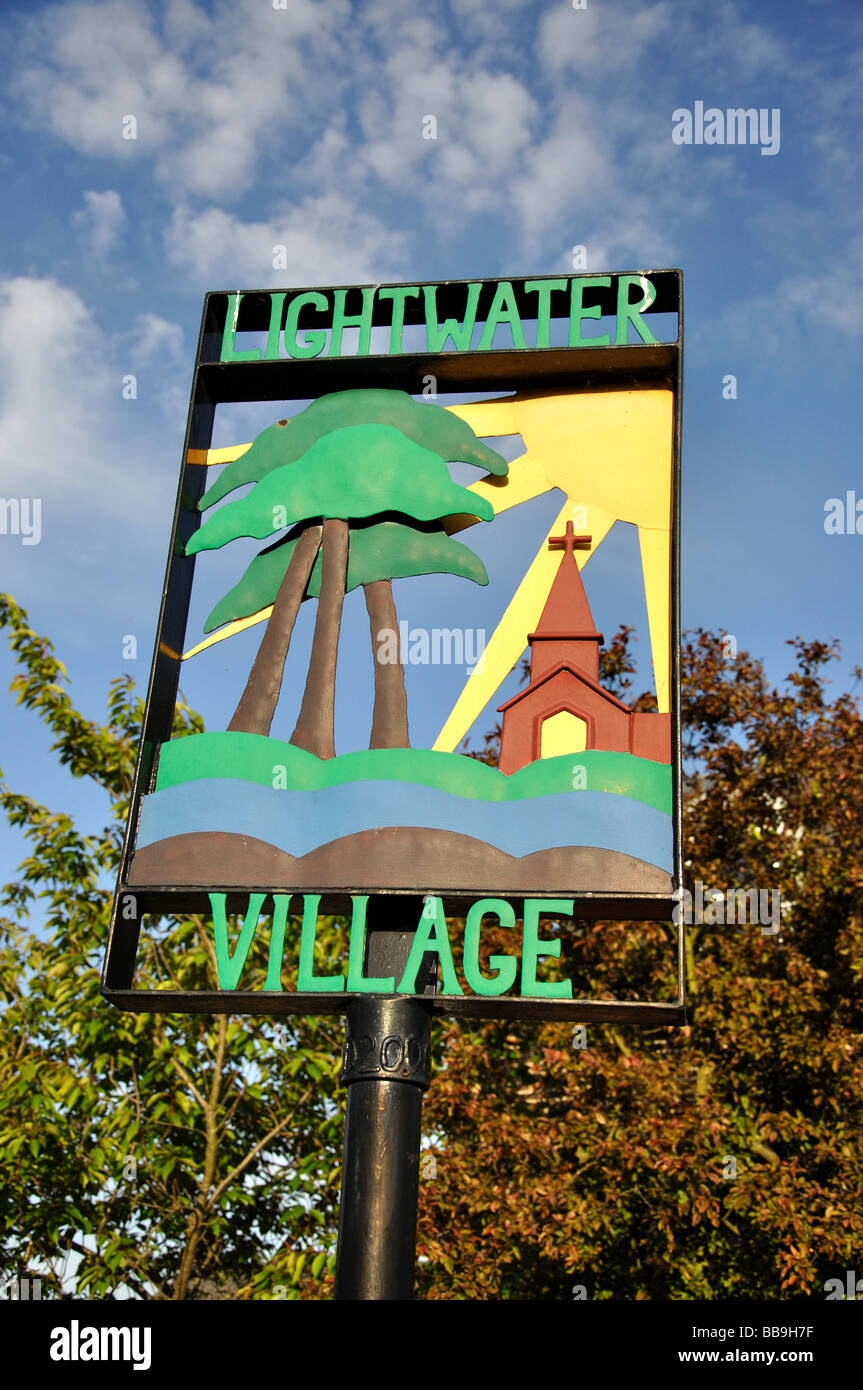 Village sign, Lightwater, Surrey, England, United Kingdom Stock Photo