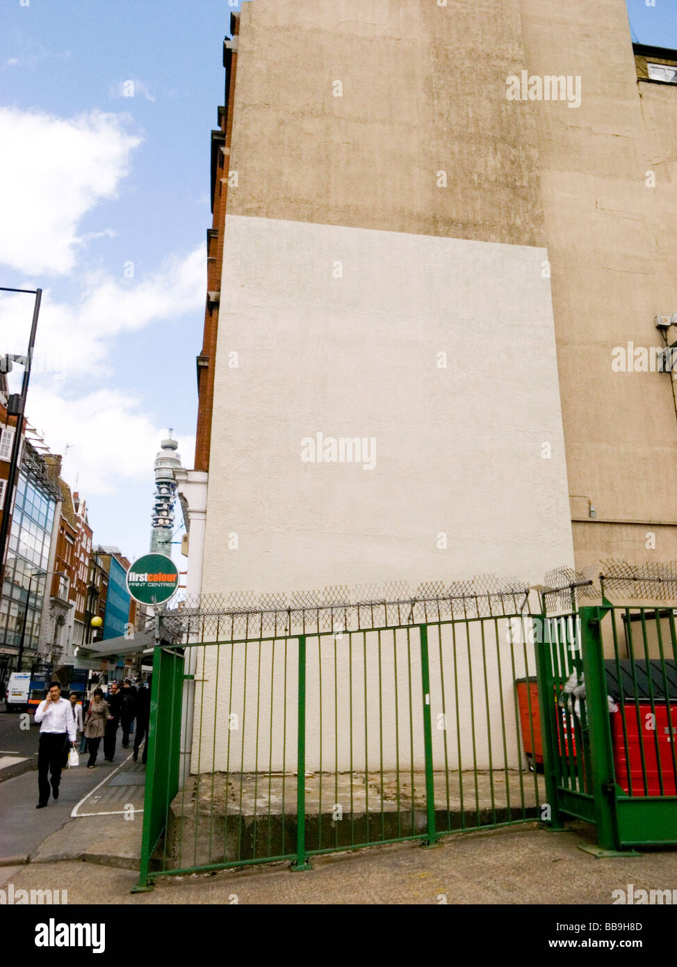 Site of Banksy's 'One Nation Under CCTV' artwork painted over by Westminster council, Newman Street , London W1, (see B5HRJ1 for original artwork) Stock Photo