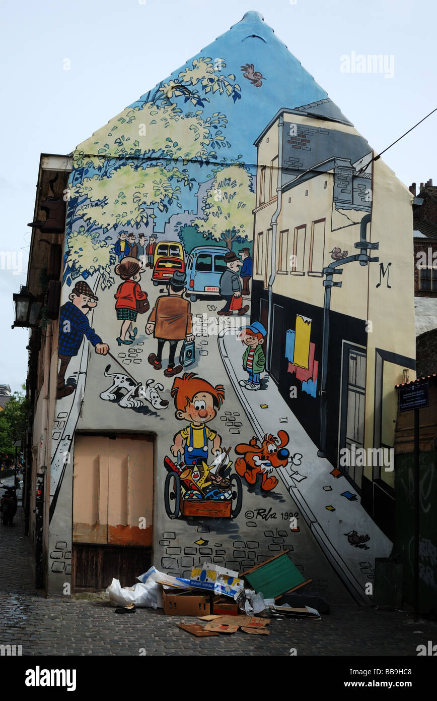 Comic strip mural in Brussels Stock Photo Alamy