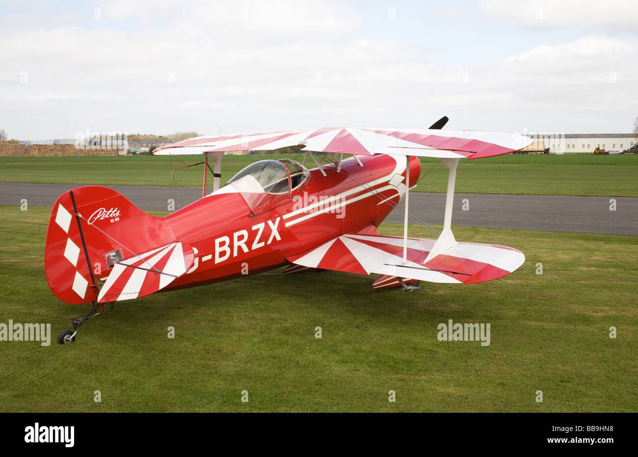 Pitts S-1S G-BRZX parked at Breighton Airfield Stock Photo