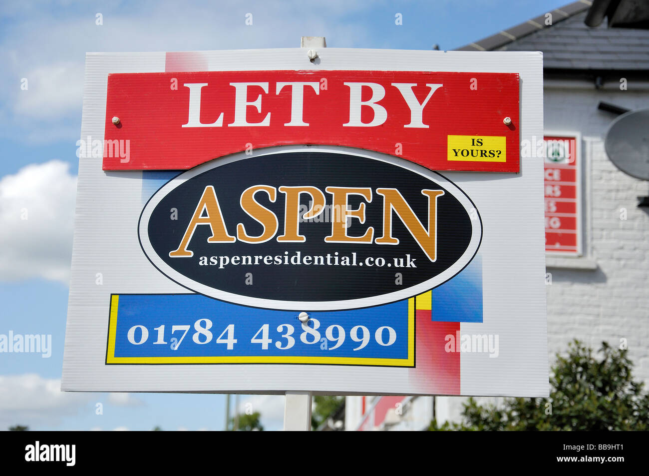 'Let by' estate agent's sign, Englefield Green, Surrey, England, United Kingdom Stock Photo