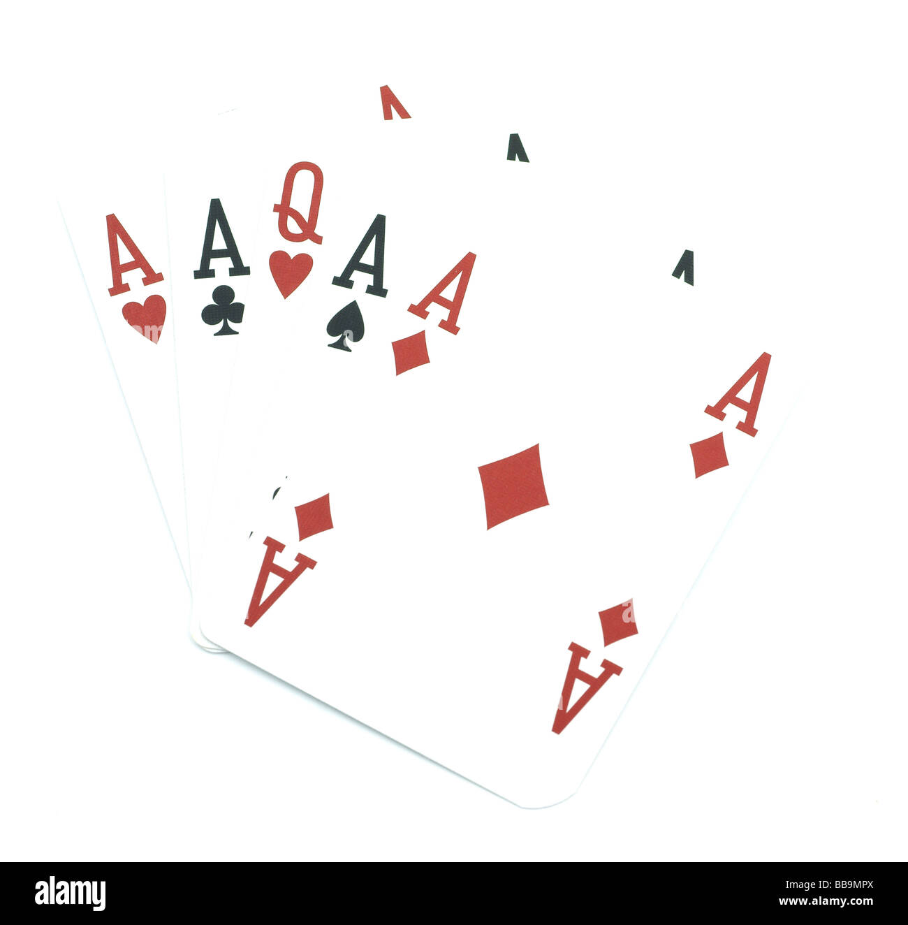 Four of a kind card hand Stock Photo Alamy