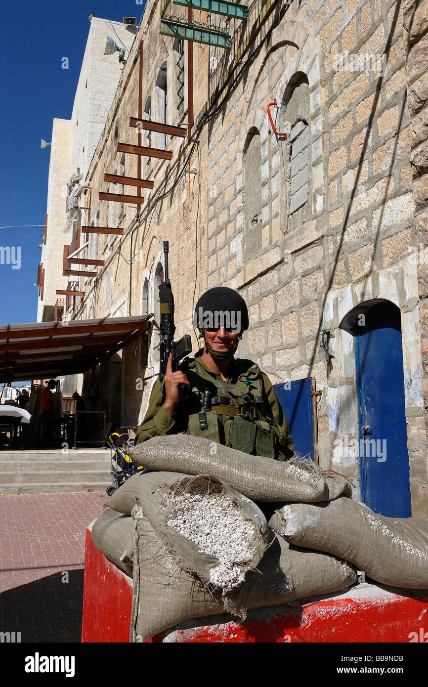Judea Hebron Mountain Israeli soldier in Hebron Stock Photo